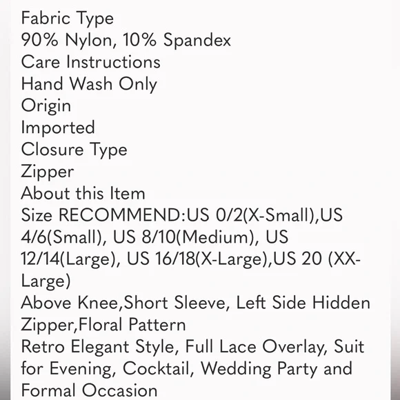 #011 MISSMAY Women's Vintage Floral Lace Short Sleeve Boat Neck Cocktail. - Picture 7 of 9